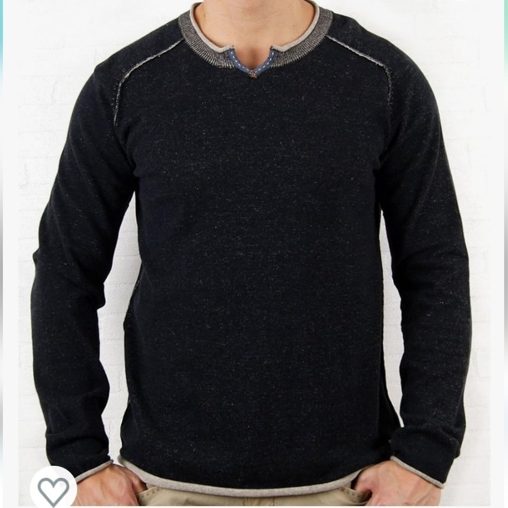 Zenfari Iquito mens 100% cotton long sleeve charcoal pullover shirt Sz XL